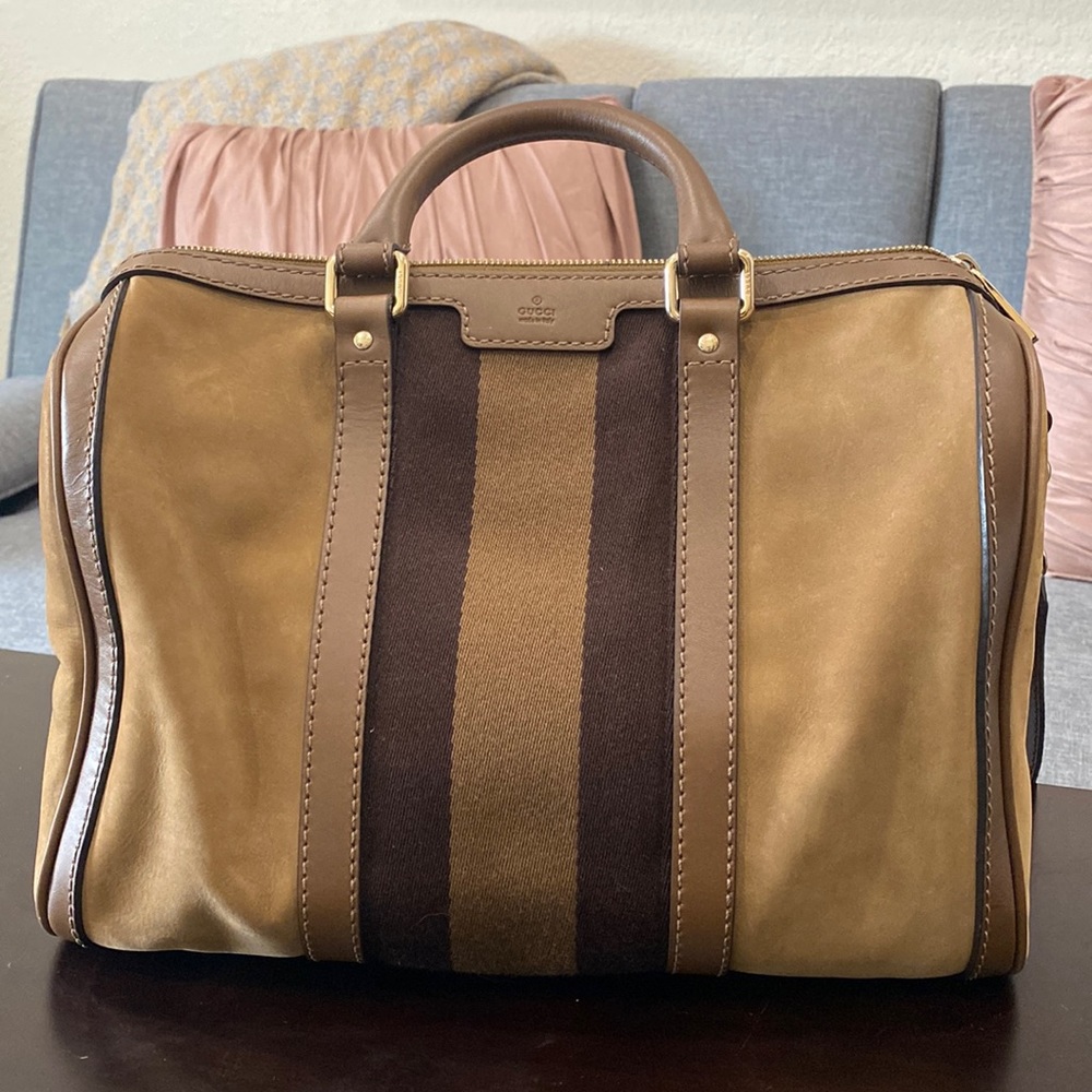 NWT Gucci Boston Bag Leather Suede (brown/tan)